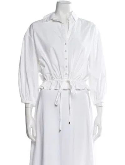 Pre-owned Cara Cara Three-quarter Sleeve Button-up Top In White
