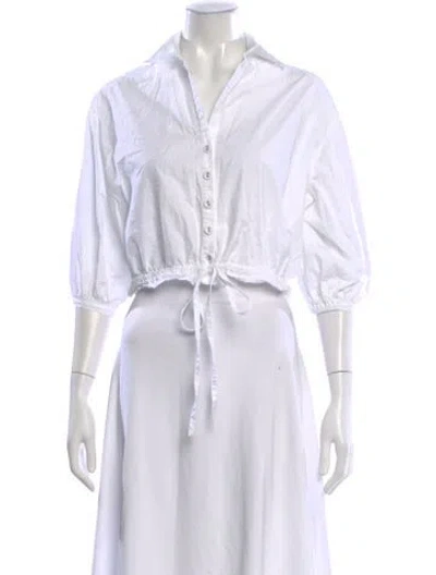 Pre-owned Cara Cara Three-quarter Sleeve Crop Top In White