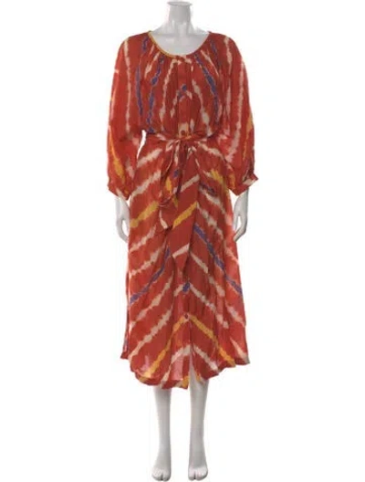 Pre-owned Cara Cara Tie-dye Print Long Dress In Orange