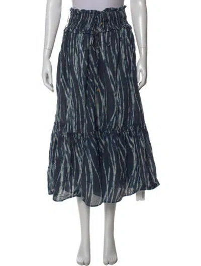 Pre-owned Cara Cara Tie-dye Print Long Skirt In Blue