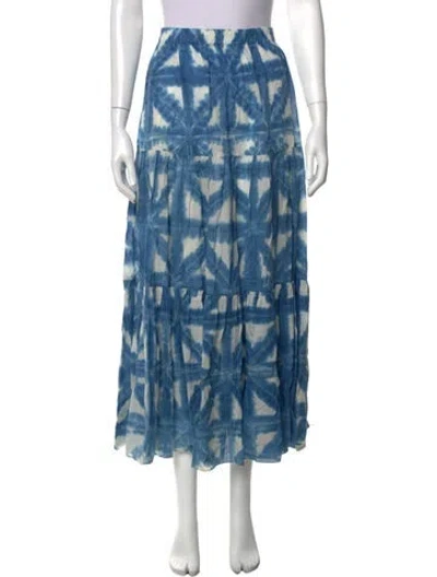 Pre-owned Cara Cara Tie-dye Print Long Skirt In Blue