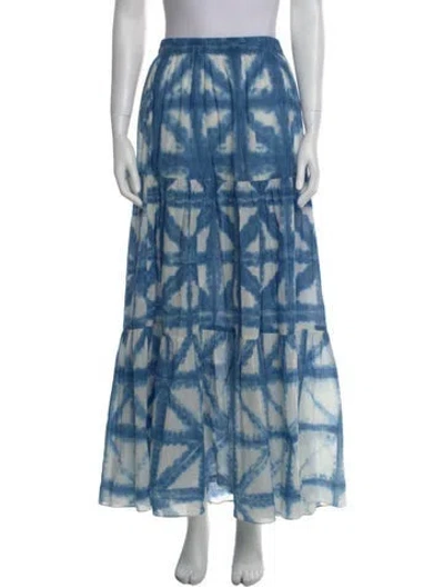 Pre-owned Cara Cara Tie-dye Print Midi Length Skirt In Blue