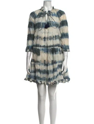 Pre-owned Cara Cara Tie-dye Print Mini Dress In Blue