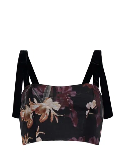 Cara Cara Tira Floral-print Top In Black