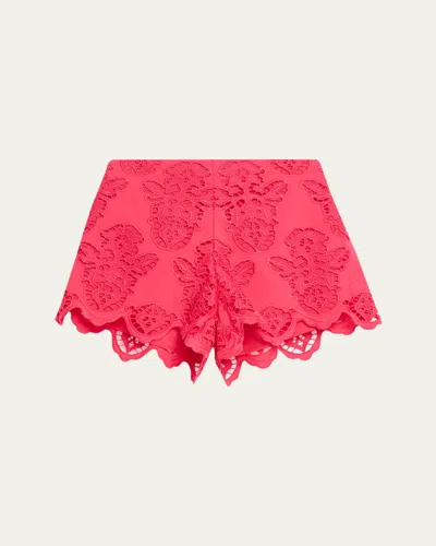 Cara Cara Trish Embroidered Pull-on Shorts In Pink