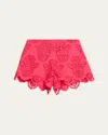Cara Cara Trish Embroidered Pull-on Shorts In Azalea Eyelet