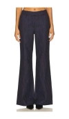 Cara Cara Tristan Pinstriped Brushed Wool-blend Flared Pants In Blue