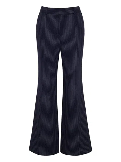 Cara Cara Tristan Pinstriped Brushed Wool-blend Flared Pants In Blue