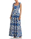 Cara Cara Tula Pleated Printed Cotton-poplin Maxi Dress In Blue