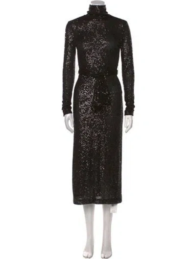 Pre-owned Cara Cara Turtleneck Long Dress In Black