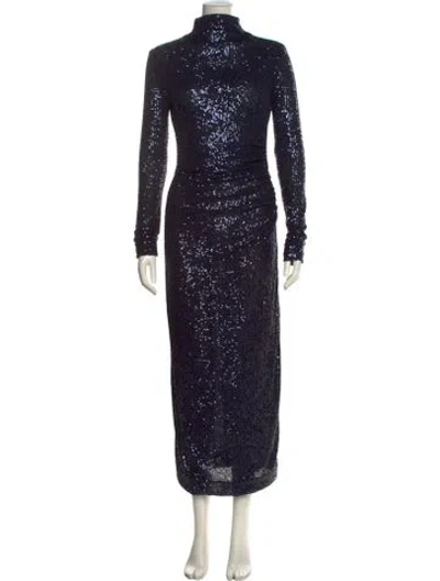 Pre-owned Cara Cara Turtleneck Long Dress In Blue