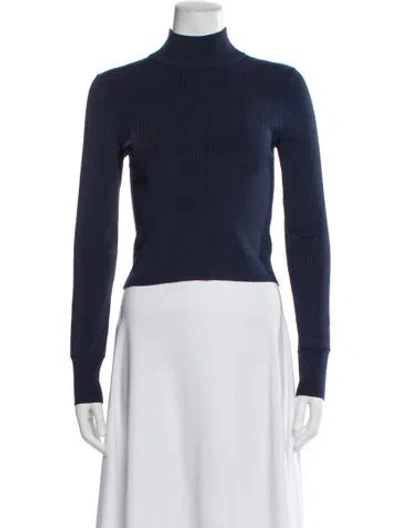 Pre-owned Cara Cara Turtleneck Long Sleeve Top In Blue