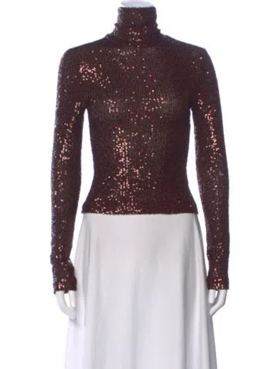 Pre-owned Cara Cara Turtleneck Long Sleeve Top In Brown