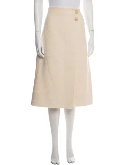 Pre-owned Cara Cara Tweed Pattern Midi Length Skirt W/ Tags In Yellow