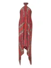 Cara Cara Twist Paisley Asymmetric Dress In Red
