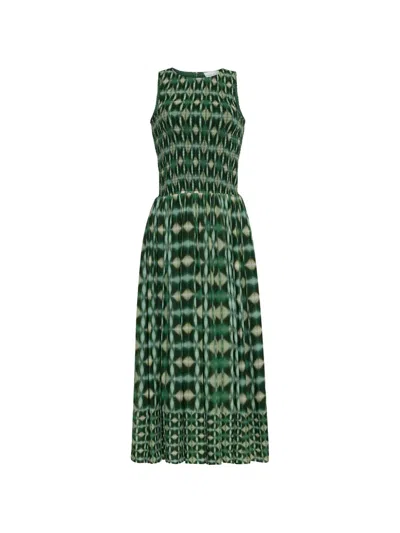 Cara Cara Vesper Geometric-print Midi Dress In Green