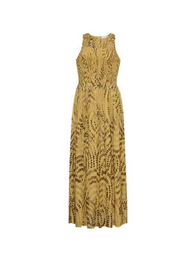 Cara Cara Vesper Shirred Midi Dress In Yellow