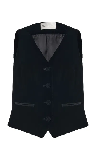 Cara Cara Victor Velvet Vest In Black