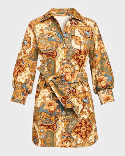 Cara Cara Villena Paisley Mini Shirtdress In Orange