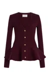 Cara Cara Viva Ribbed-knit Peplum Cardigan In Red