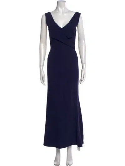 Pre-owned Cara Cara V-neck Long Dress In Blue