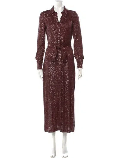 Pre-owned Cara Cara V-neck Long Dress In Burgundy