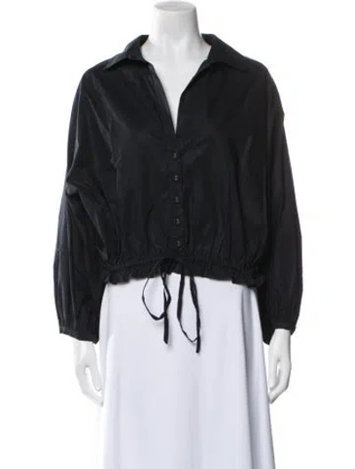 Pre-owned Cara Cara V-neck Long Sleeve Blouse In Black