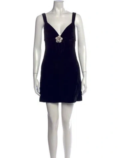 Pre-owned Cara Cara V-neck Mini Dress W/ Tags In Black