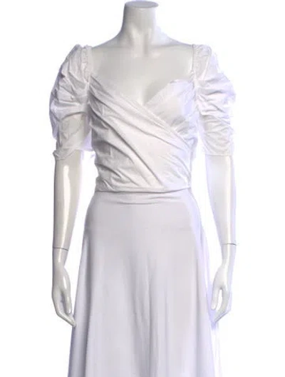 Pre-owned Cara Cara V-neck Short Sleeve Blouse In Neutral
