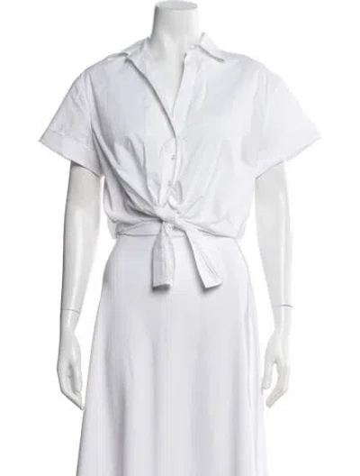 Pre-owned Cara Cara V-neck Short Sleeve Button-up Top W/ Tags In White