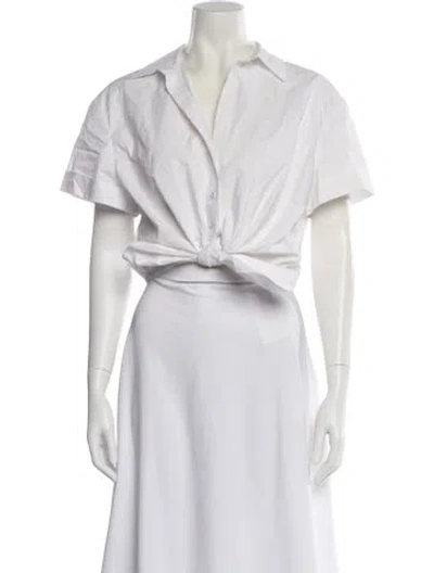 Pre-owned Cara Cara V-neck Short Sleeve Crop Top In White