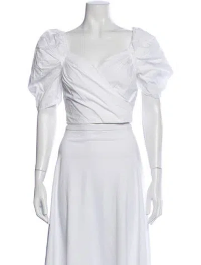 Pre-owned Cara Cara V-neck Short Sleeve Crop Top In White