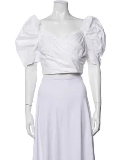 Pre-owned Cara Cara V-neck Short Sleeve Crop Top In White
