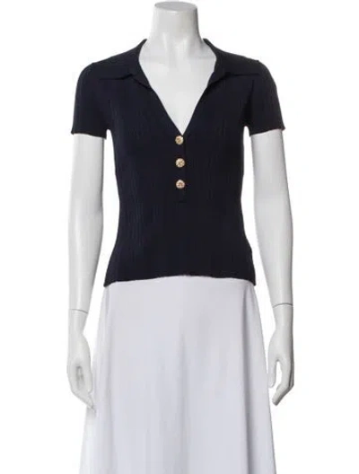 Pre-owned Cara Cara V-neck Short Sleeve Top In White