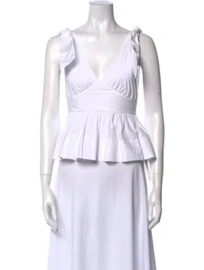 Pre-owned Cara Cara V-neck Sleeveless Crop Top In White