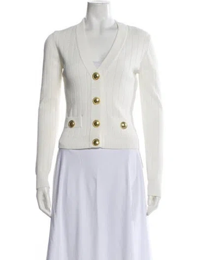 Pre-owned Cara Cara V-neck Sweater In White