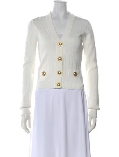 Pre-owned Cara Cara V-neck Sweater In White