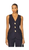Cara Cara Wes Pinstriped Brushed Wool-blend Vest In Blue