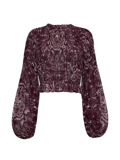 Cara Cara Weston Bandana-print Smocked Top In Brown