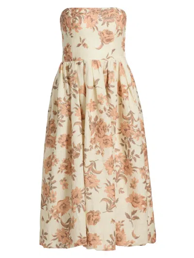 Cara Cara Anisha Strapless Linen Bubble Dress In Neutral
