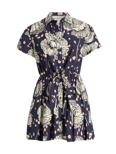 Cara Cara Asbury Mini Dress Dotted Flora Navy In Blue