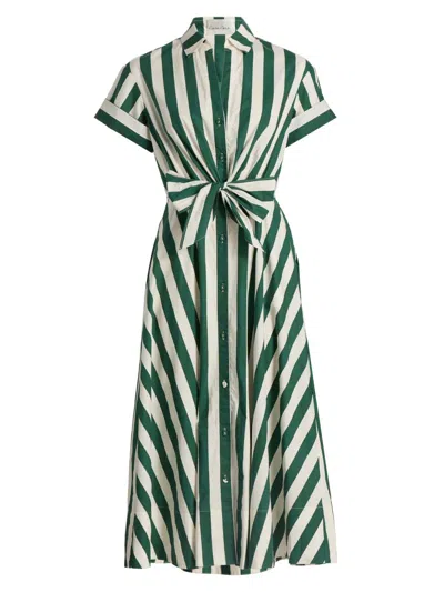 Cara Cara Asbury Striped Shirt Midi Dress In Green