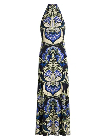 Cara Cara Asher Halterneck Patterned Maxi Dress In Blue
