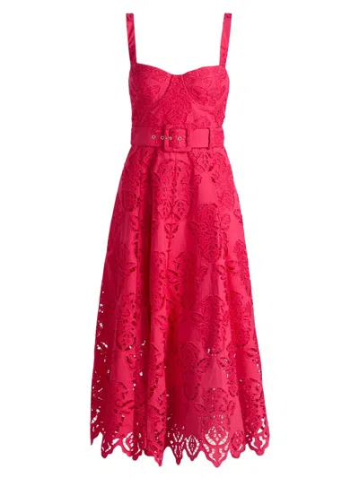 Cara Cara Calypso Embroidered A-line Midi Dress In Pink