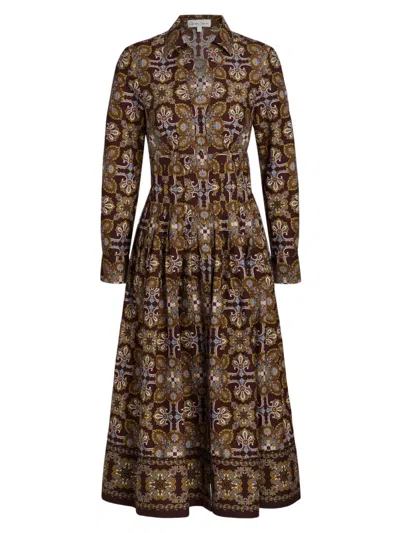 Cara Cara Women's Cameron Tile-print Cotton Poplin Shirtdress