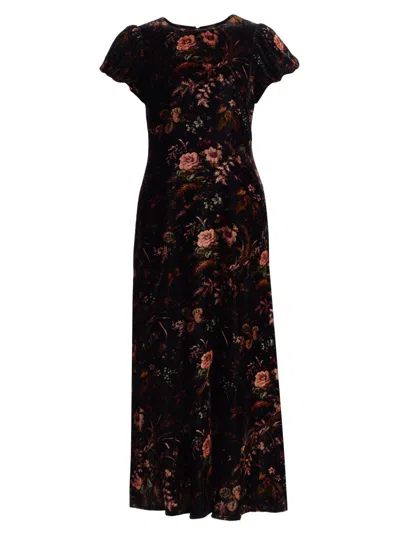 Cara Cara Women's Connie Floral Crushed Velvet Midi-dress In Multi
