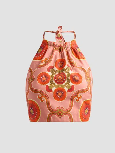 Cara Cara Women's Dahlia Poplin Halterneck Top In Orange