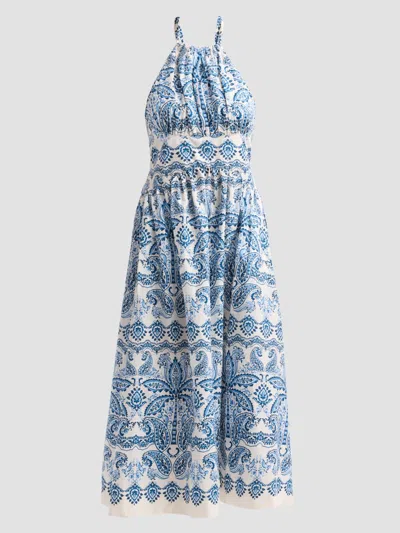 Cara Cara Denise Halter Midi Dress In Blue