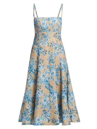 Cara Cara Women's Gimlet Floral Paneled Midi-dress In Blue