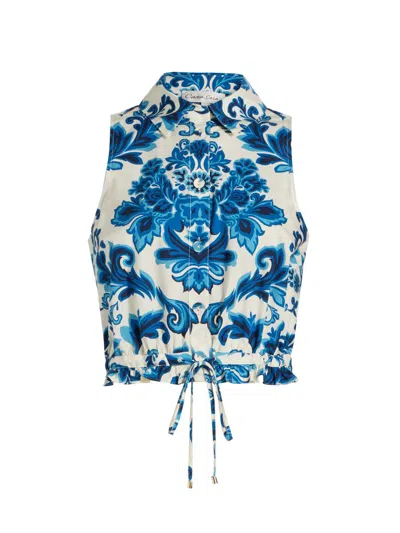 Cara Cara Women's Hanna Floral Drawstring Top In Blue